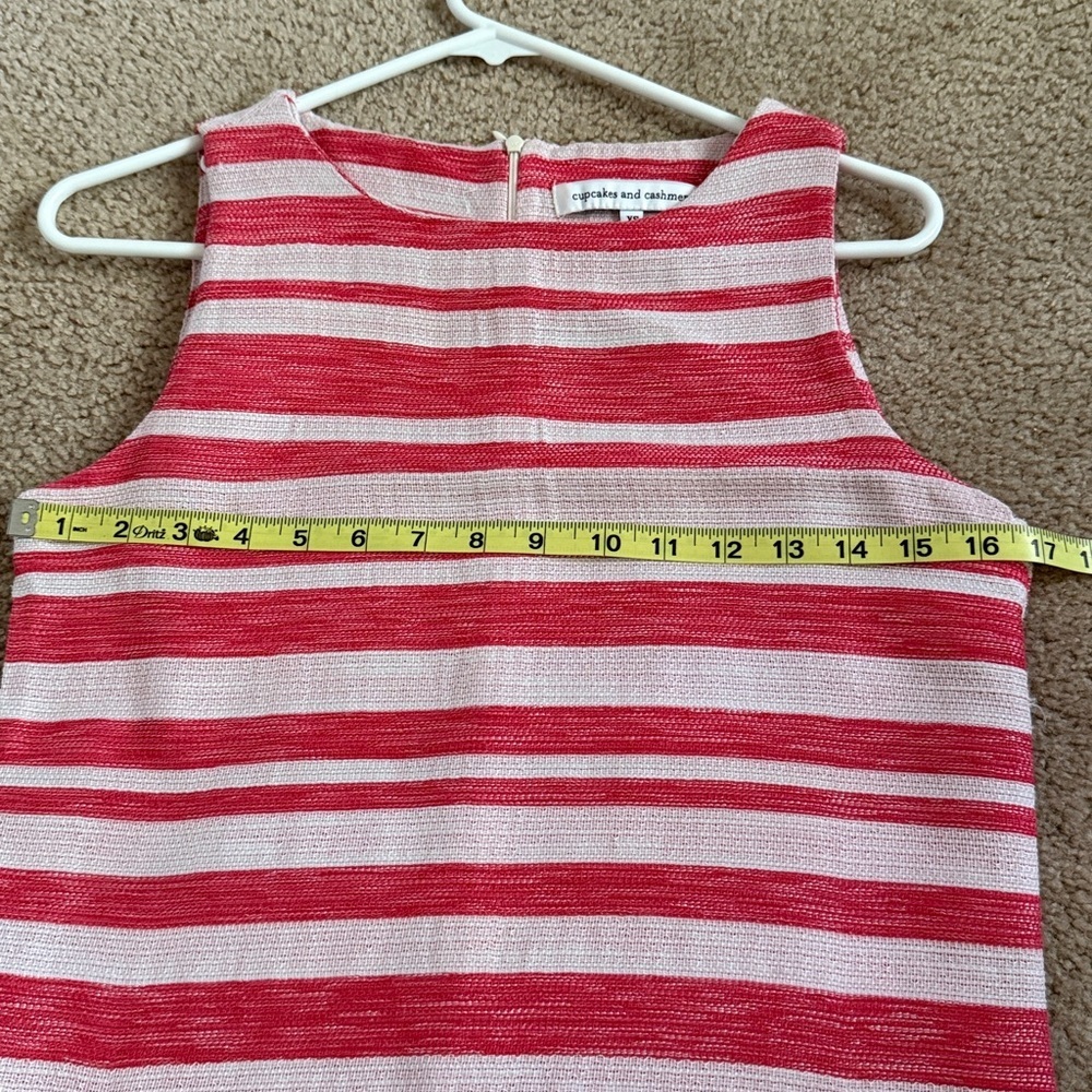 Cupcakes & Cashmere Coral Striped Jacquard Shift Dress XS NWOT - Picture 9 of 12